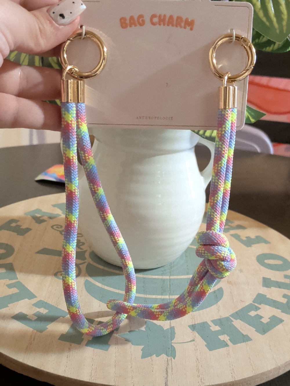 Anthropologie Pastel Multicolor Rope Bag Charm